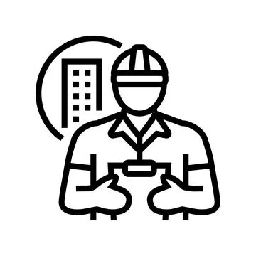 Engineer construction worker line icon vector illustration Stock Illustration