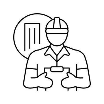 Engineer construction worker line icon vector illustration Stock Illustration