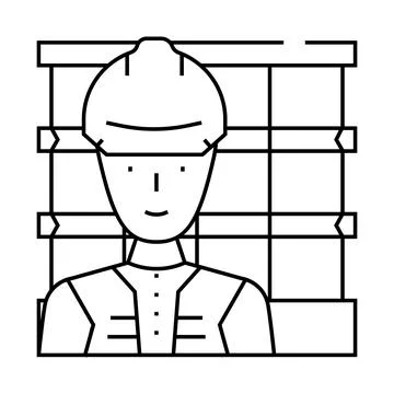 Engineer construction worker line icon vector illustration Stock Illustration