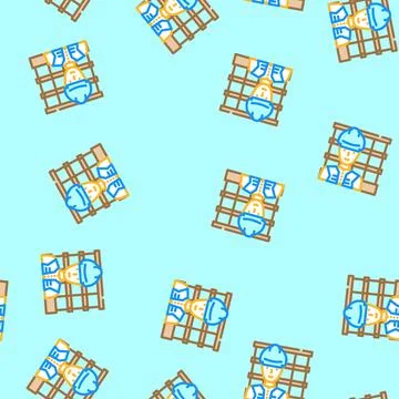 Engineer construction worker vector seamless pattern Stock Illustration