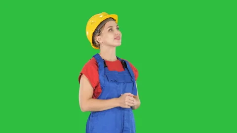 Engineer construction worker woman looking up at something amazing and laughing Stock-Footage 102293066