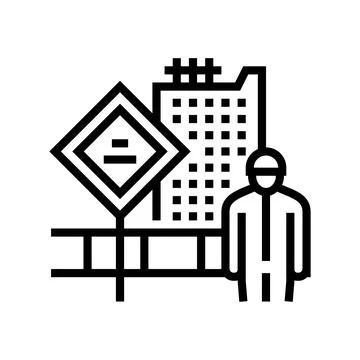 Engineer on construction yard line icon vector illustration Illustrazione stock