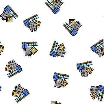 Engineer on construction yard vector seamless pattern 库存插图