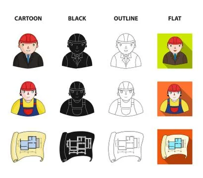 Engineer-constructor, construction worker, site plan, technical drawing of the Stock Illustration