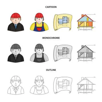 Engineer-constructor, construction worker, site plan, technical drawing of the Stock Illustration
