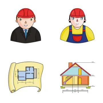 Engineer-constructor, construction worker, site plan, technical drawing of the Stock Illustration