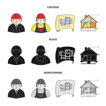 Engineer-constructor, construction worker, site plan, technical drawing of the Stock Illustration