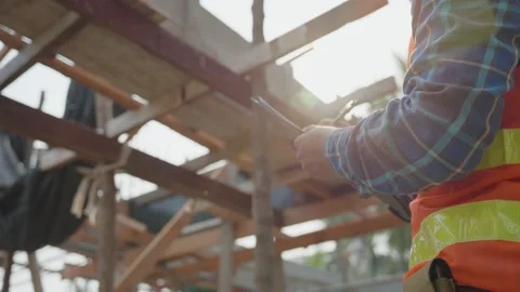 Engineer contactor are checking the work of the construction . inspectors eng Stock Footage 217957620