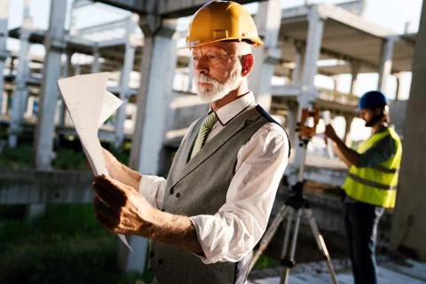 Engineer, contractor, architect teamwork. Construction people talking and 스톡 사진