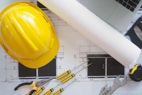 Engineer contractor's desk Foto stock