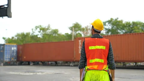 Engineer control loading Container from Cargo Stock Footage 132550614
