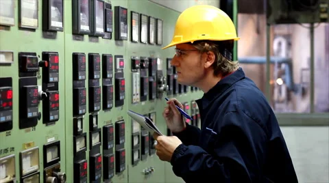 Engineer in control room Stock Footage 921446