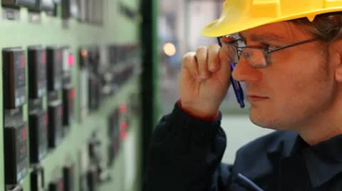 Engineer in the control room Stock Footage 24658297