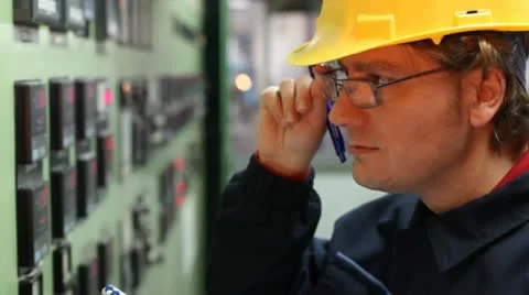 Engineer in the control room Video stock 24659848