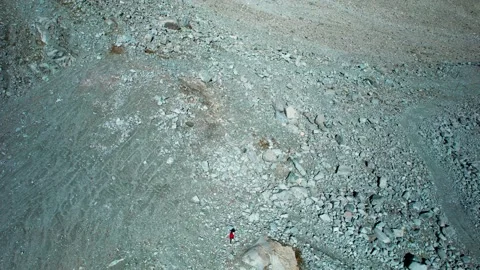 ENGINEER CONTROLS THE MELTING PRESENA GLACIER ITALY ALPS ADAMELLO BRENTA PARK Stock Footage 205085595