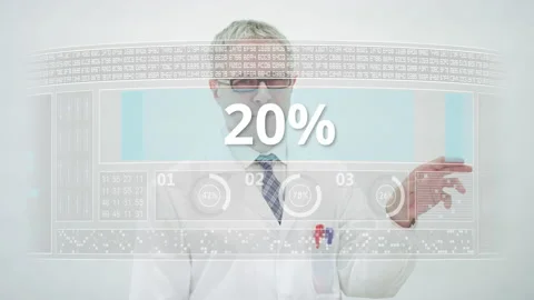 Engineer counts down to 0 percent on a modern computer screen Stock Footage 142764880