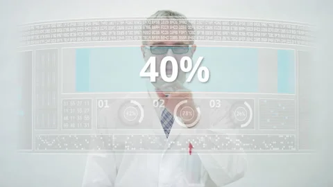Engineer counts down to 20 percent on a modern computer screen Stock Footage 142904096