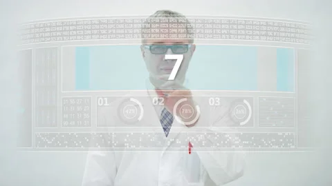 Engineer counts down to 5 on a modern computer screen Stock Footage 142928442