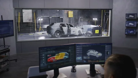 Engineer in crash test lab Stock Footage 223240790