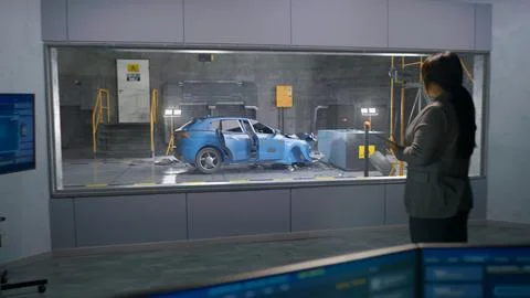 Engineer in crash test lab Stock Photos