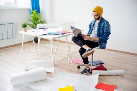 Engineer creating a project Stock Photos