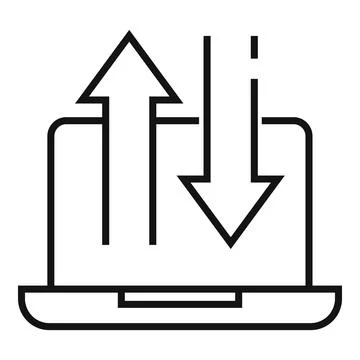 Engineer data laptop icon, outline style Stock Illustration