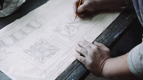 Engineer designer drawing blueprint 스톡 동영상 68075341