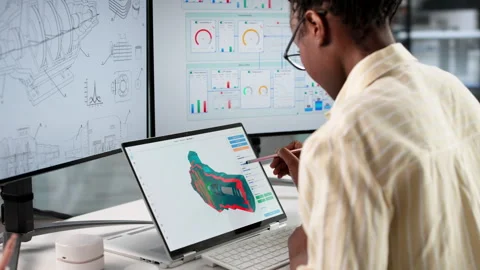 Engineer Designing Mechanical Engineering Model Stock Footage 328713137