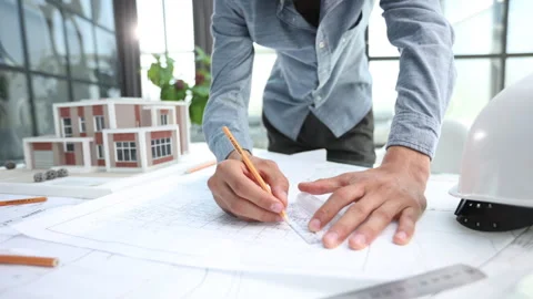 Engineer designs works according to drawings and collaborates in structural Stock Footage 244979536
