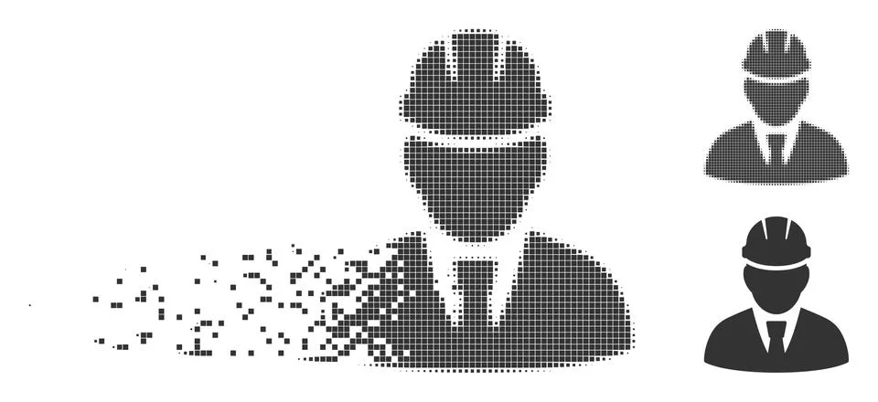 Engineer Destructed Pixel Halftone Icon Stockillustratie