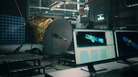 Engineer Develop Satellite on Computer 動画素材 150375360