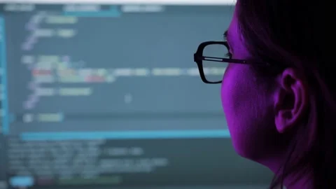 Engineer developing software app using laptop typing code on screen, programmers Stock Footage 234045019