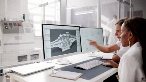 Engineer Doing 3D CAD Model Design On Computer Video stock 254846213