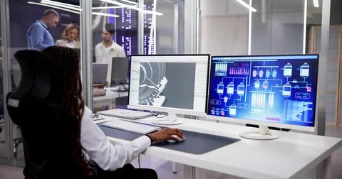 Engineer Doing 3D CAD Model Design On Computer Stock Photos
