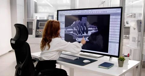 Engineer Doing 3D CAD Model Design On Computer Stock Photos