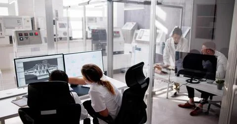 Engineer Doing 3D CAD Model Design On Computer Foto stock