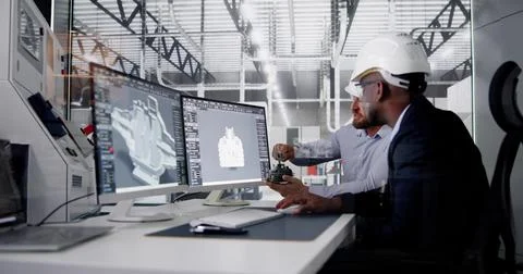 Engineer Doing 3D CAD Model Design On Computer Foto stock
