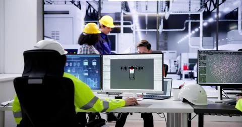 Engineer Doing 3D CAD Model Design On Computer Stock Photos