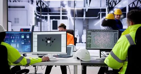 Engineer Doing 3D CAD Model Design On Computer Stock Photos