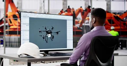 Engineer Doing 3D CAD Model Design On Computer Foto stock