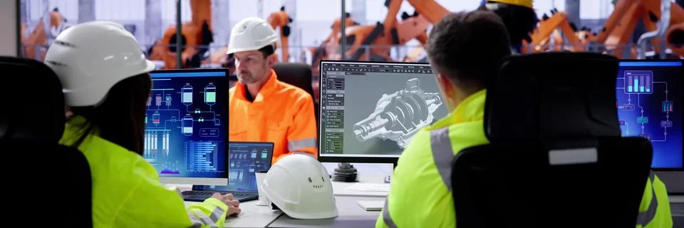 Engineer Doing 3D CAD Model Design On Computer Stock Photos