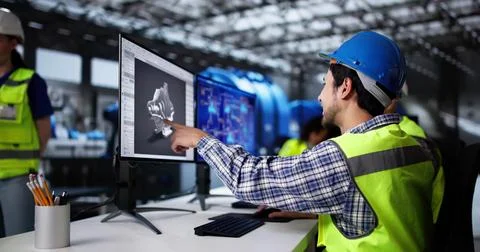 Engineer Doing 3D CAD Model Design Foto stock