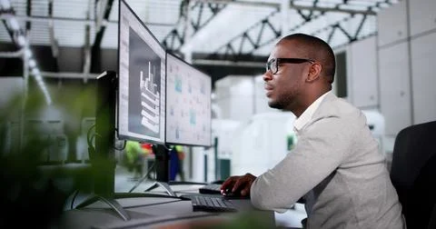 Engineer Doing 3D CAD Model Design On Computer Stock Photos