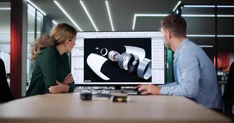 Engineer Doing 3D CAD Model Design On Computer Foto stock