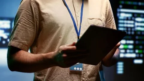 Engineer doing server annual maintenance Stock Photos