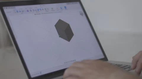 Engineer drawing in cad software on laptop, closeup shot Stock Footage 240665364