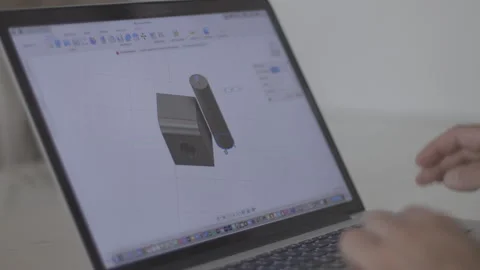 Engineer drawing in cad software on laptop, closeup and cinematic log shot Stock Footage 240666292