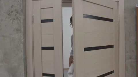 Engineer with a drawing Stock Footage 118680602