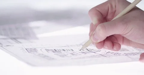 Engineer drawing in slow motion Stock Footage 77047196