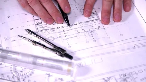 Engineer for drawings Stock Footage 69204993